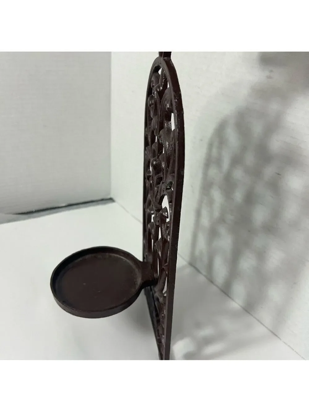 Cast Iron Wall Candle Holder French Country Brown Heavy